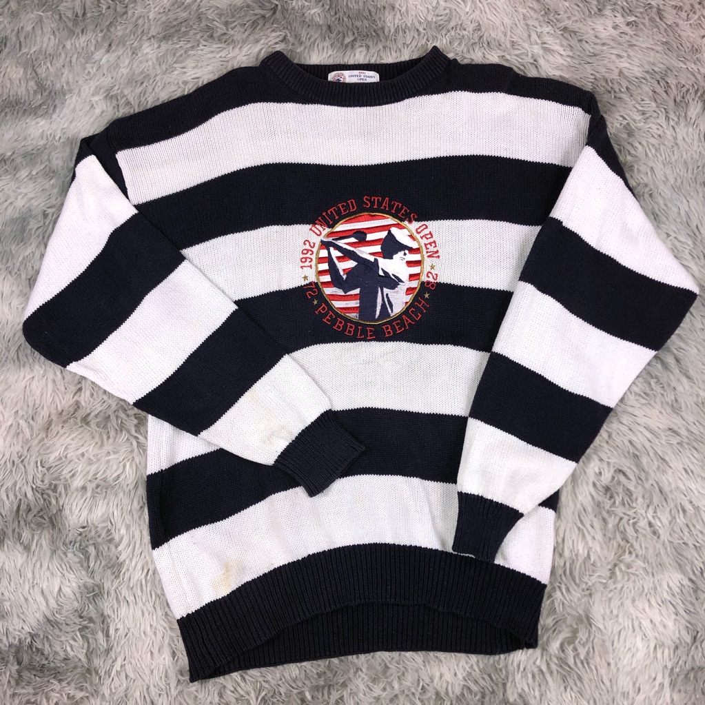 Vintage 1992 Izod Club Us Open Golf Stripe Sweater